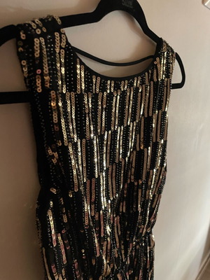 Dress with sequins and open back new by Celestino, black and gold