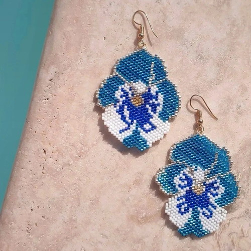 Handmade Miyuki flower earrings with stainless steel clasp made to order