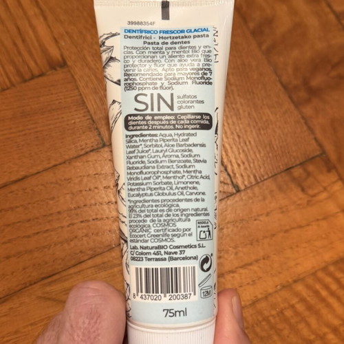 Mentol & Aloe Toothpaste Natura Bio Cosmetics new