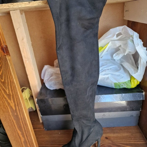 Tsakiris Mallas over-the-knee boots size 38 like new black with stiletto heel