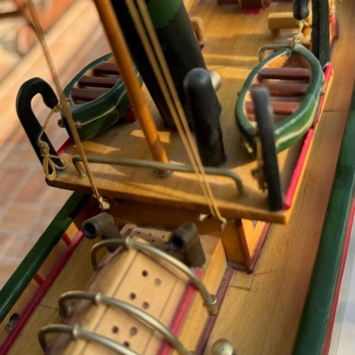 Wooden ship handmade like new from solid limba wood