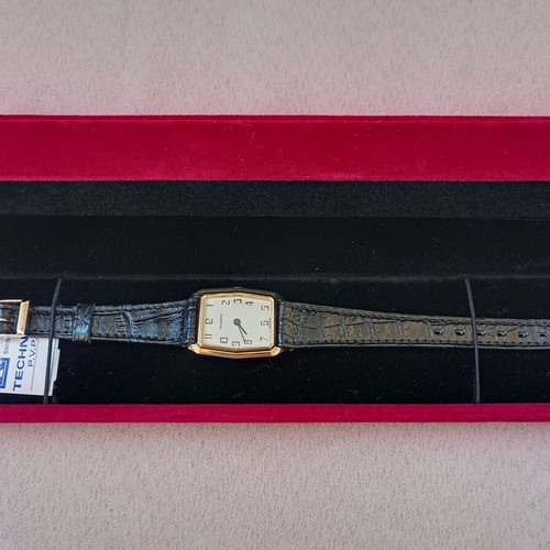 Technos Tank Swiss mechanical wristwatch, gold plated