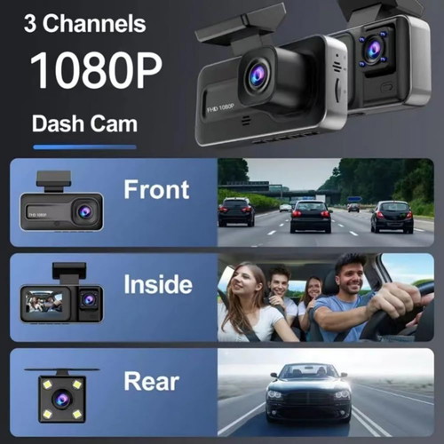 Car camera 3-channel HD DVR with dual and rear camera new