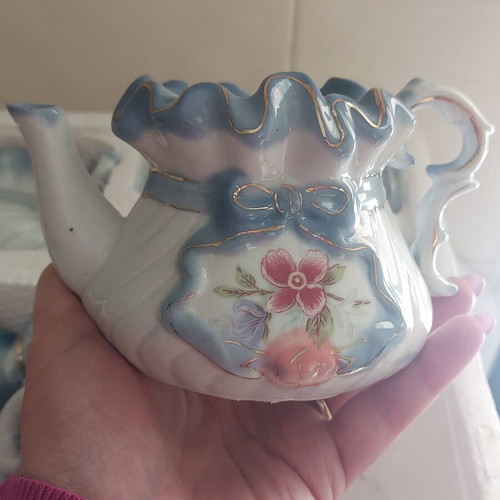 Hand-painted faience breakfast set new, 6 pieces