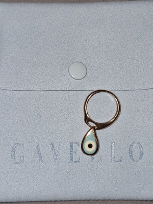 Very Gavello K9 gold ring with eye, size 51, turquoise and gold