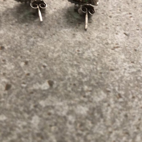 Gold plated earrings with green stone new