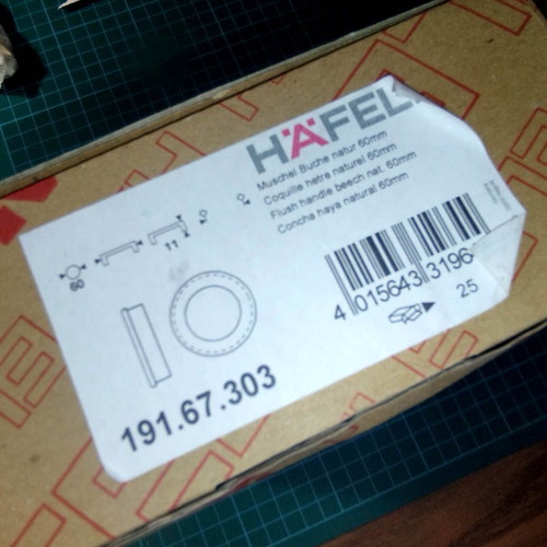 Hafele recessed beech wood handles new, diameter 60mm