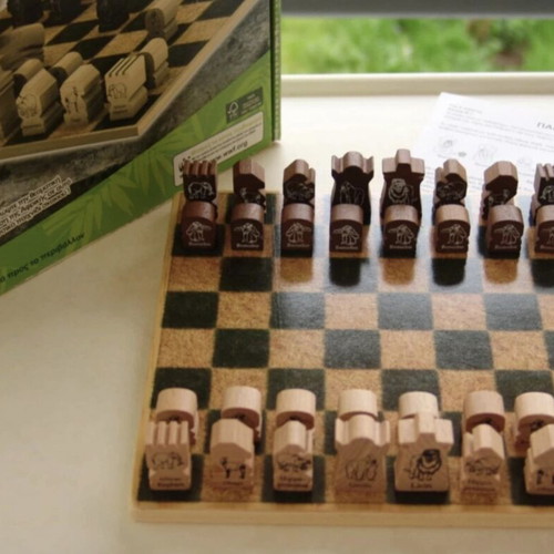WWF chess set used with wooden animal figures