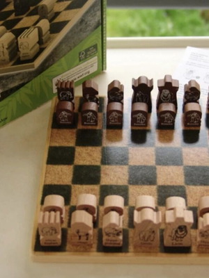 WWF chess set used with wooden animal figures