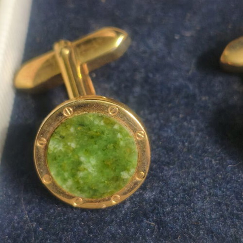 Harvie & Hudson Knightsbridge Cufflinks like new, real jade, gold tone