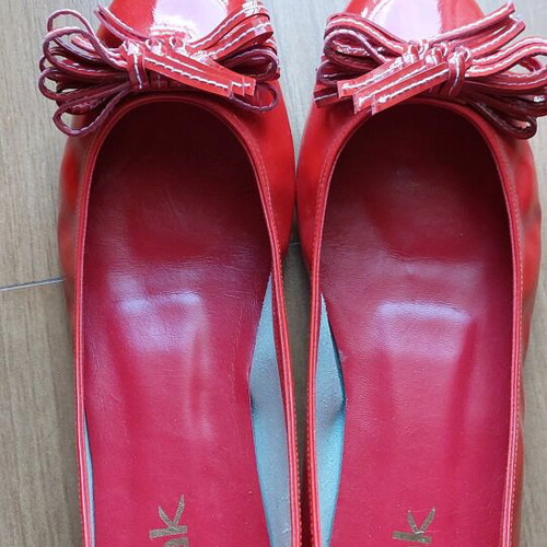 Nak ballerina shoes red patent leather like new, size 40