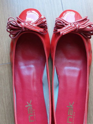 Nak ballerina shoes red patent leather like new, size 40