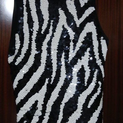 Vintage zebra print sequin crop top, elastic fit