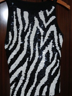 Vintage zebra print sequin crop top, elastic fit