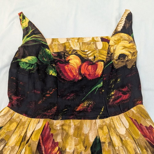 Vintage-Style Still Life Fruit Basket Dress tailor made, like new