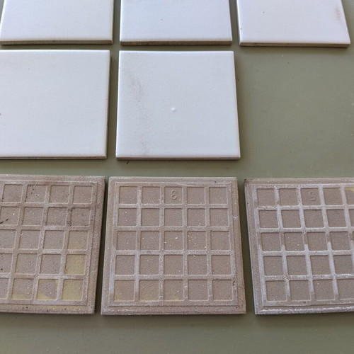 Ceramic tiles 10x10 cm, light grey with brown shadows, 100+ pcs