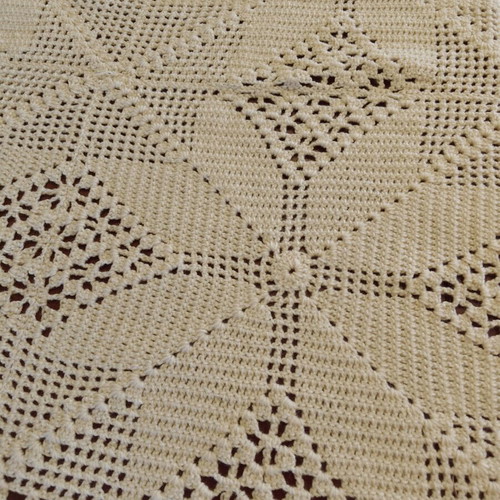 Woolen handmade knitted blanket beige 200x240 cm like new
