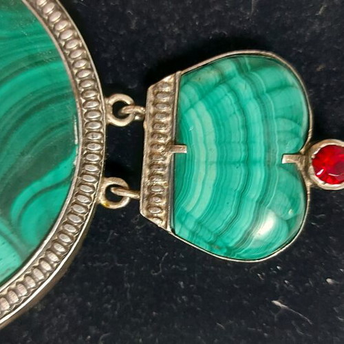 Clerical medallion pendant used with silver and malachite