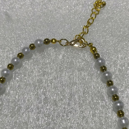Handmade necklace with glass pearls and gold hematite balls new