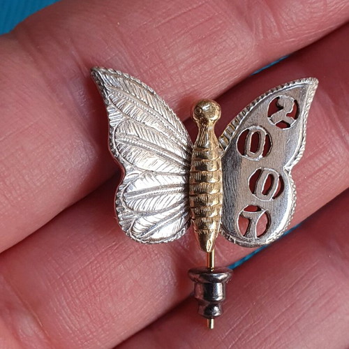 Silver 925 Butterfly Brooch 2007 like new, silver and gold