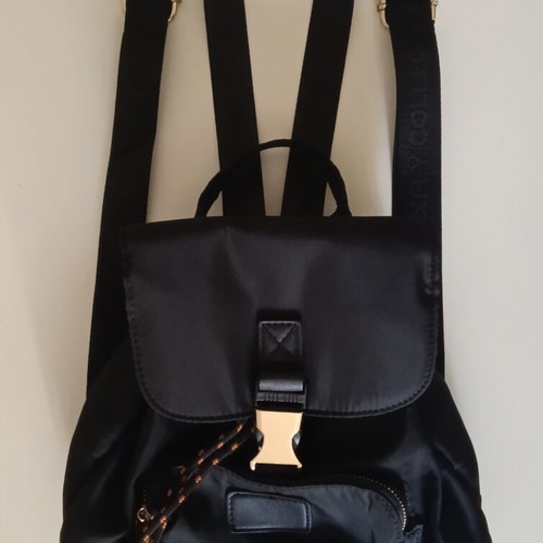 Backpack small women's black like new with gold details