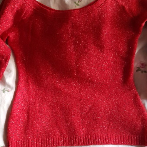 Elastic blouse used with glitter, red, size S