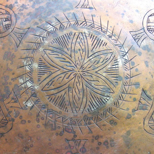Copper tray used antique with 60 cm diameter
