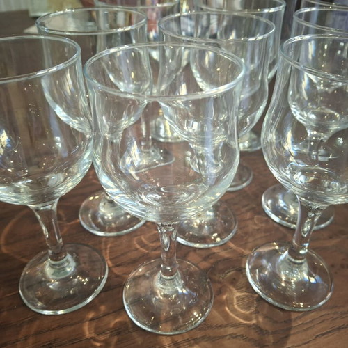 Wine glasses used, set of 11, glass
