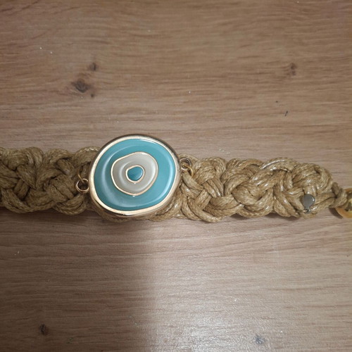 Anna Mazaraki Chunky Bracelet 18 cm with Magnetic Clasp, New, Beige