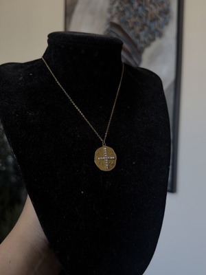 Round pendant with cross 'Ιησούς Χριστός Νικά' new, gold