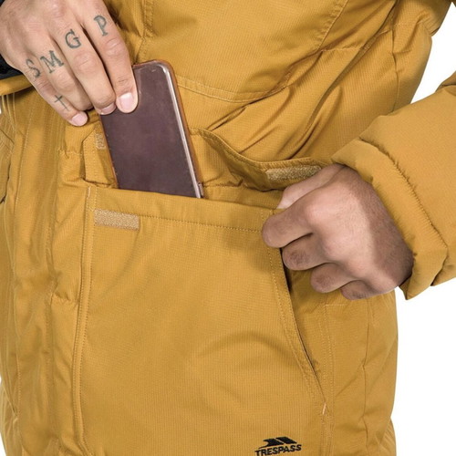 Trespass Men's Padded Parka Jacket new, golden brown, size M-L