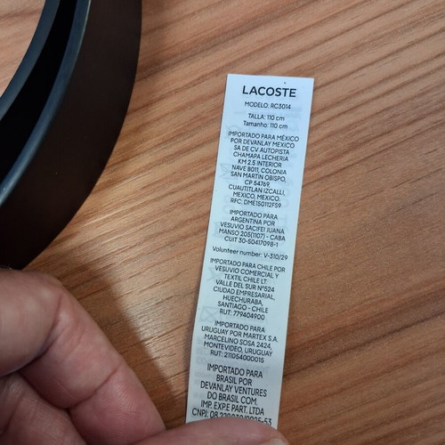 Lacoste leather belt 110 cm, black, men's