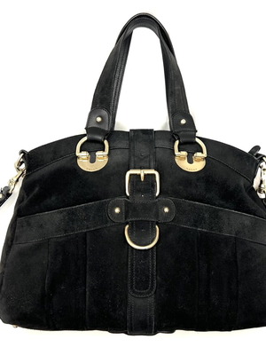 Bally suede black shoulder bag used with gold details