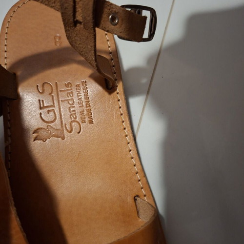 Ges Sandals handmade men's leather brown size 48, like new