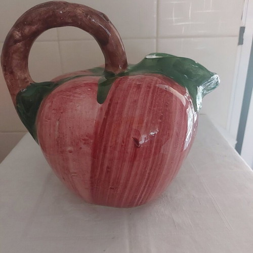Handmade faience pitcher hand-painted