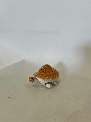 Vintage ceramic Feng Shui turtle decoration with moving head and legs