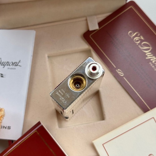 St. Dupont Line 1 silver lighter with box and papers