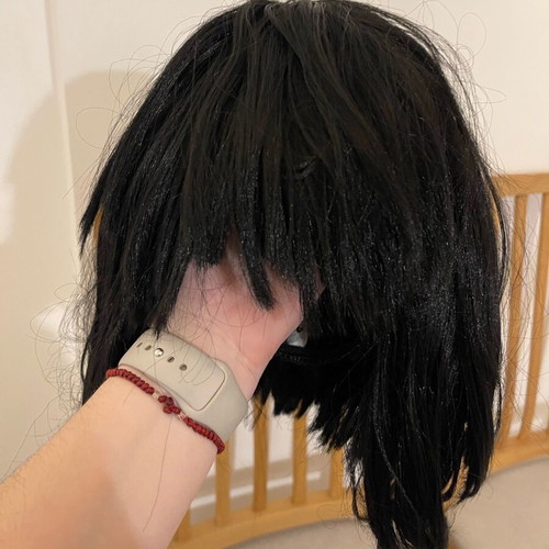 Carnival wig black bob with bangs new
