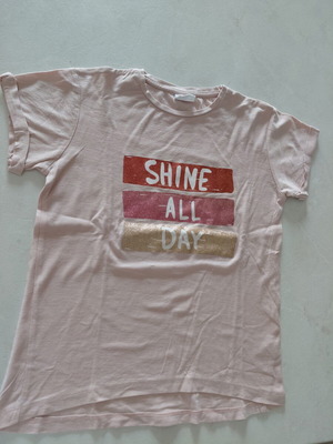 Παιδικό μπλουζάκι Zara ροζ με τύπωμα Shine All Day σαν καινούργιο, μέγεθος 134 εκ