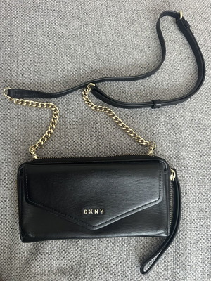 DKNY leather wallet-bag with strap