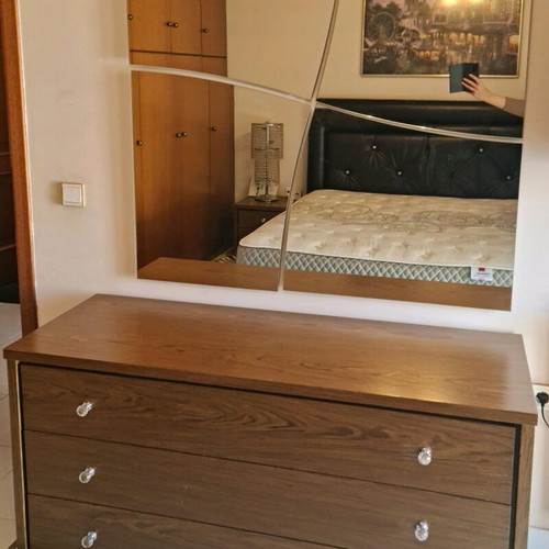 Konsolakis luxury bedroom set with solid wood and leather upholstery
