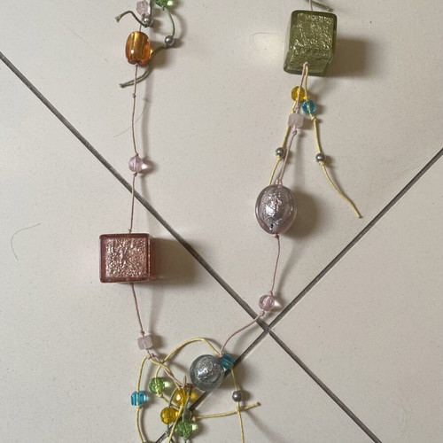 Accessorize long necklace new, colorful pastel shades, 60cm