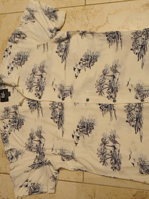 Pull & Bear short-sleeve shirt like new, size L, white and blue
