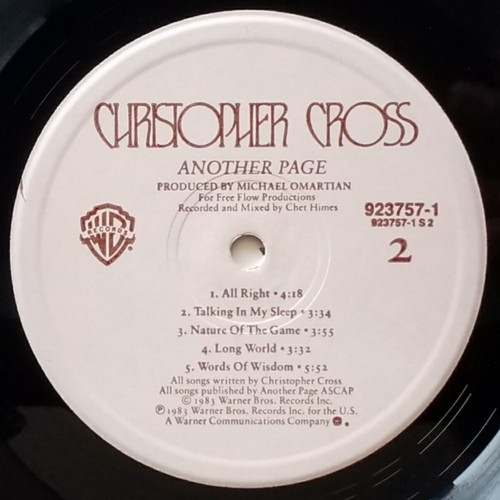 Christopher Cross Another Page vinyl LP album, rock