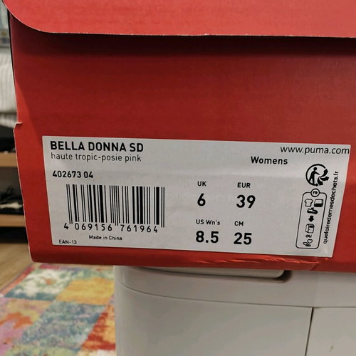Puma Bella Donna SD women's sneakers new, size 39, pink and turquoise