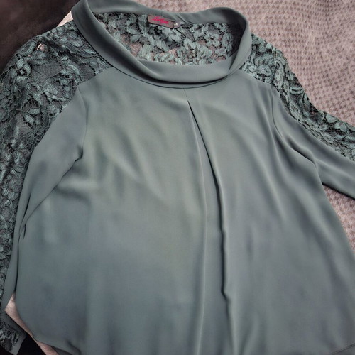Lucifair women's blouse with lace emerald size 48 like new