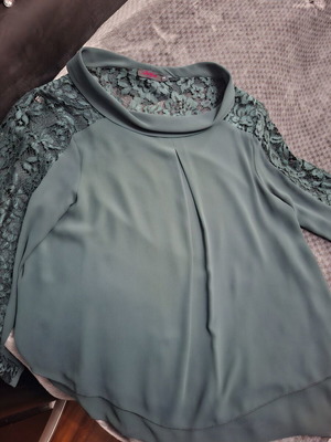 Lucifair women's blouse with lace emerald size 48 like new