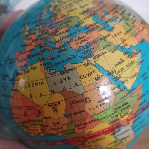 Globes used, set of 5 pieces for children's desk