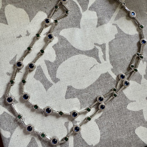 APM Monaco sterling silver necklace with colorful bear charms