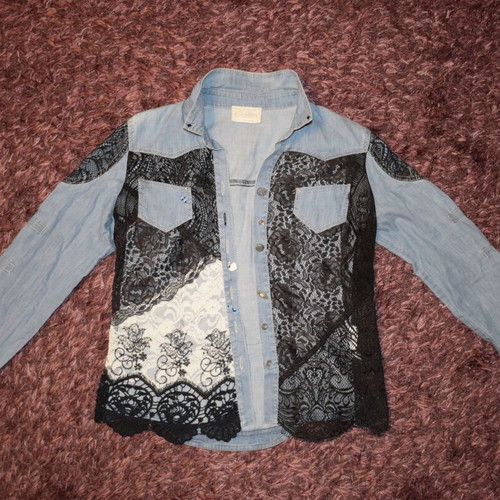 Elisa Cavaletti Shirt Jeans Women size S used, lace details
